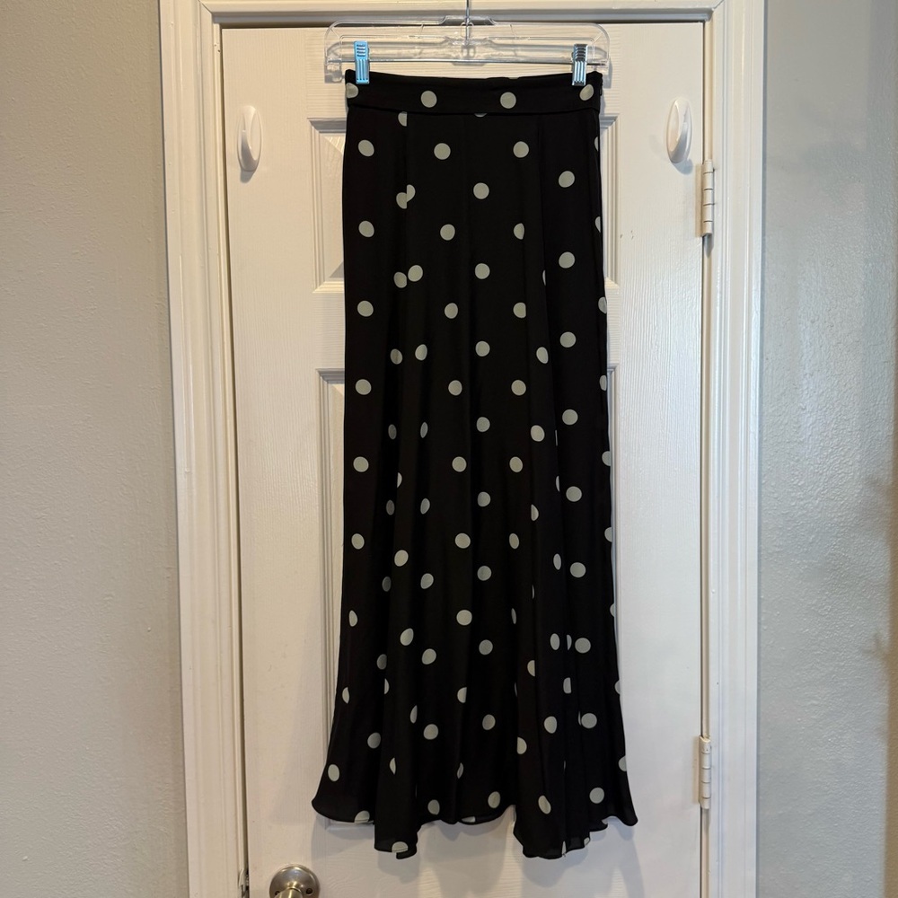 Zimmerman Maxi Skirt 100% Silk Black White Polka Dot Luxury Designer Size 0